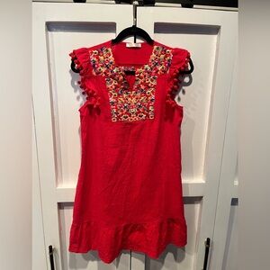 Red embroidered dress
